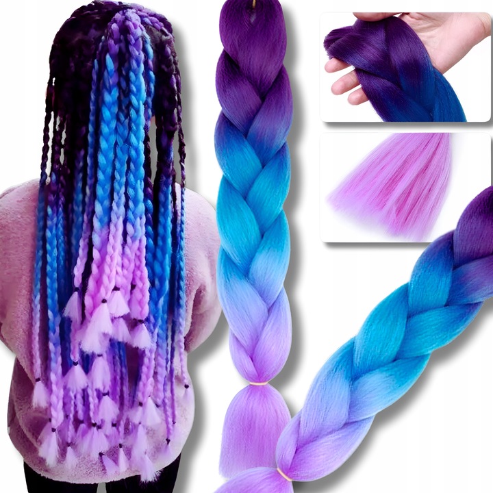 ZESTAW 6 SZTUK WŁOSY SYNTETYCZNE DO WARKOCZYKÓW KOLOROWE OMBRE