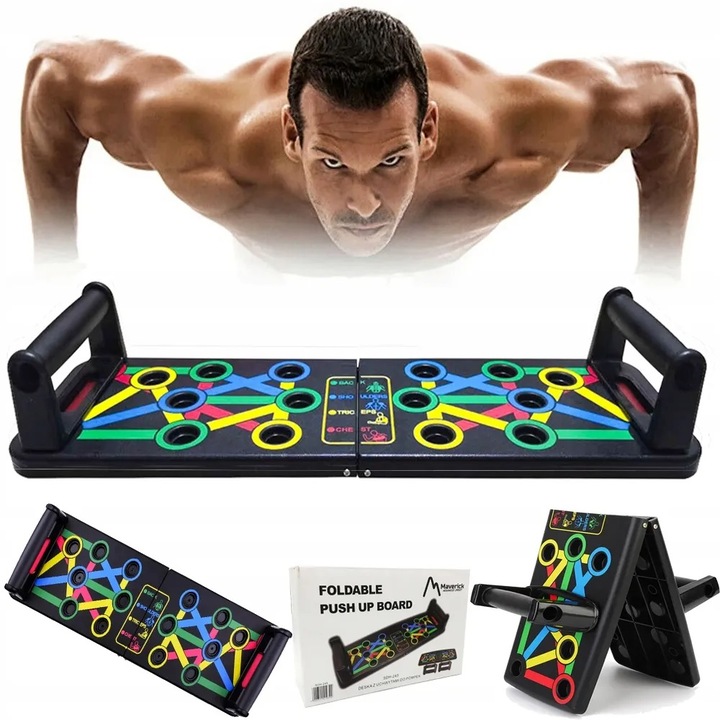 DESKA UCHWYTY DO POMPEK ĆWICZEŃ POMPKI PUSH 14w1 WIELOFUNKCYJNA PLATFORMA