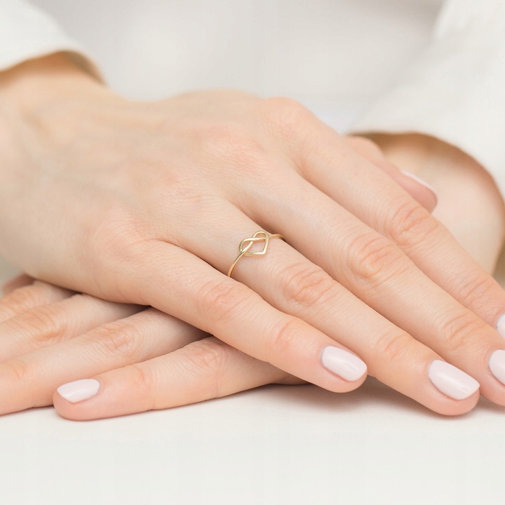 ZŁOTY PIERŚCIONEK pr.333 Serce Nieskończoność r.18