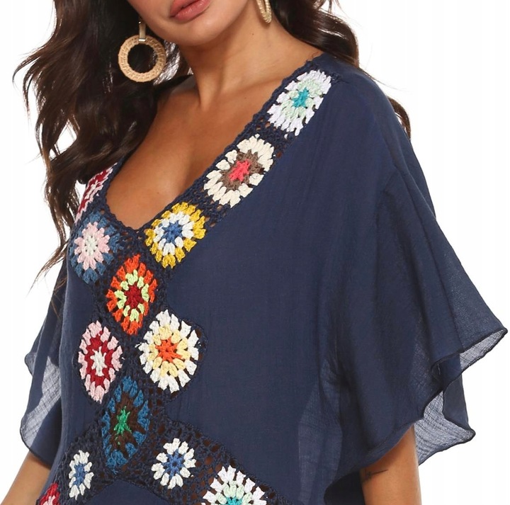 PAREO TUNIKA BOHO LETNIA SUKIENKA NARZUTKA PLAŻOWA na plażę ZWIEWNA