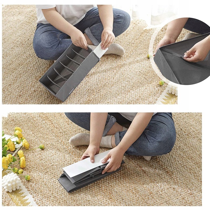 ORGANIZER DO SZUFLADY NA SKARPETKI SZAFY GARDEROBY 4 RODZAJE - SZARY