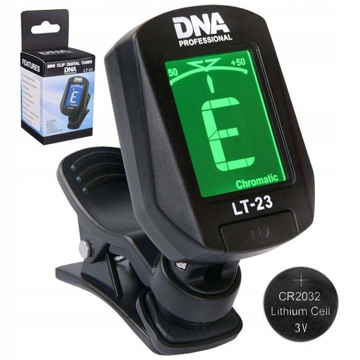 DNA LT23 STROIK GITAROWY TUNER CHROMATYCZNY DO GITARY BASU UKULELE NA KLIPS