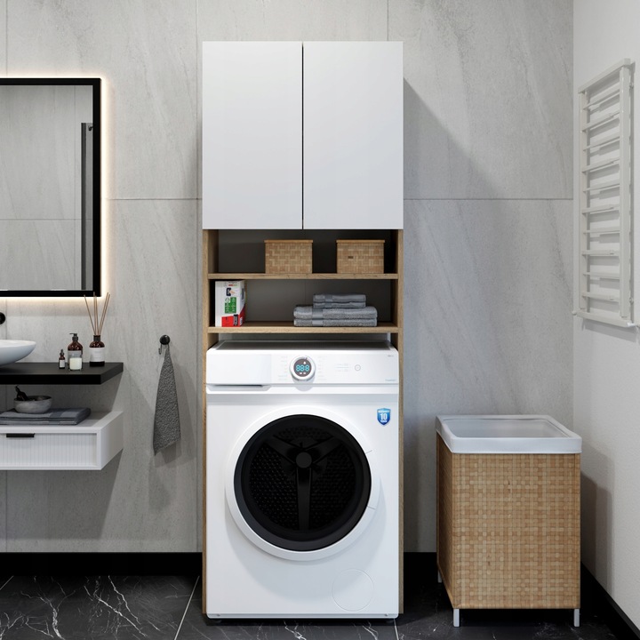 REGAŁ ŁAZIENKOWY SZAFKA NAD PRALKE WOTAN BIAŁY 4 PÓŁKI