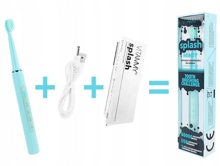 SZCZOTECZKA SONICZNA ELEKTRYCZNA DO ZĘBÓW DLA DZIECI 8+ VITAMMY SPLASH USB