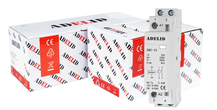 ADELID STYCZNIK MODUŁOWY 230V 25A 1P 1F 2NO 2Z