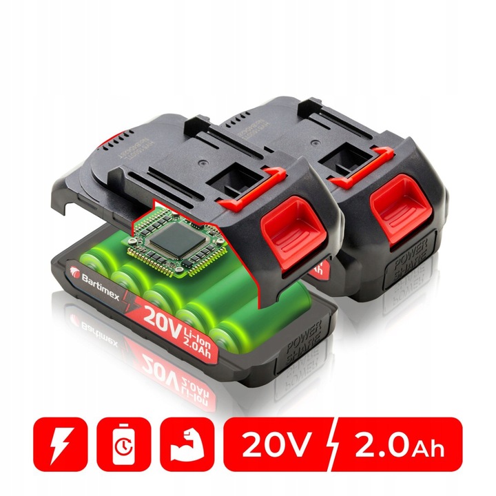 Wiertarko Wkrętarka 20V 2 akumulatory 2,0Ah Bity Wiertła Walizka