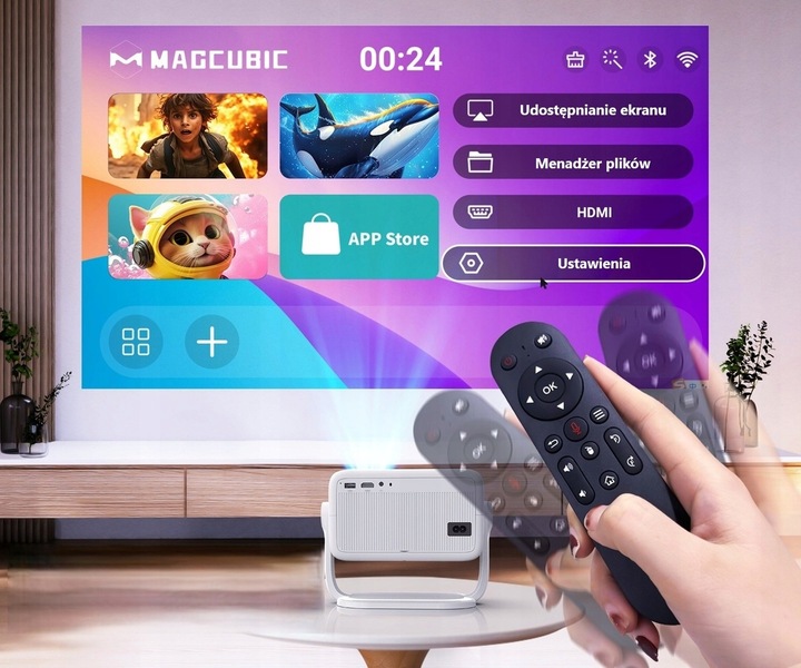 Projektor MAGCUBIC L018 4K 1080p Android TV WiFi Głośnik Bluetooth LED
