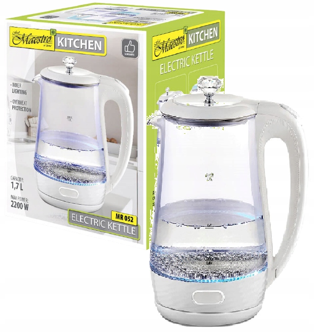 Czajnik elektryczny szklany Maestro 1,7l 2200W MR-052-WHITE