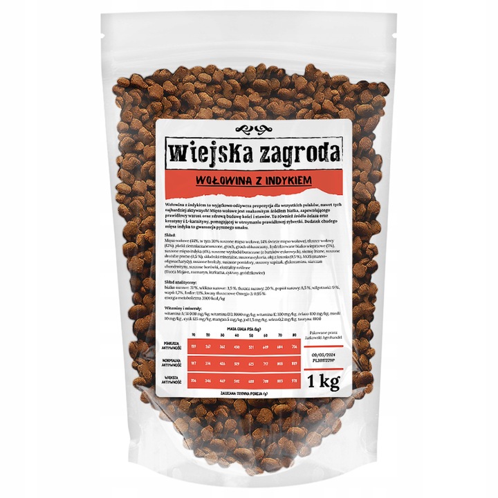 WIEJSKA ZAGRODA WOŁOWINA Z INDYKIEM 1 KG