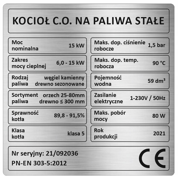 Tabliczka na piec, tabliczka na kocioł - 5 klasa