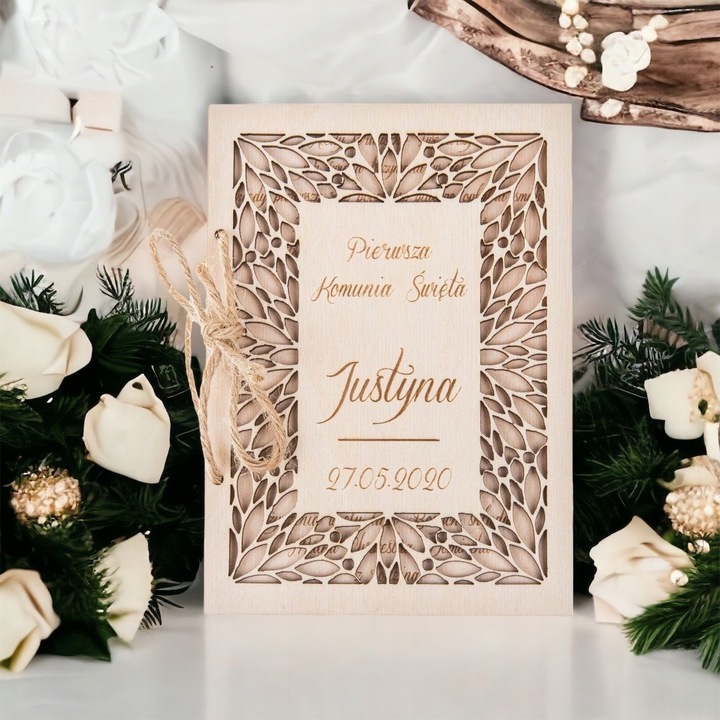 RUSTYKALNA kartka na KOMUNIE prezent GRAWER imię!!