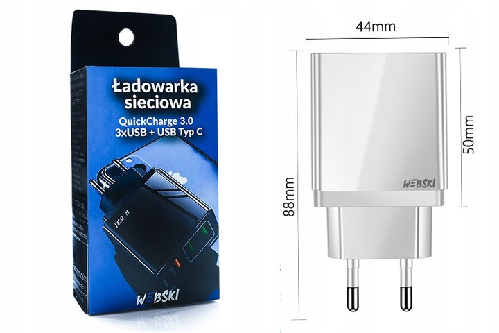 Bardzo Szybka ŁADOWARKA 4usb QC Power Delivery ŁADUJE 4 URZĄDZENIA NA RAZ