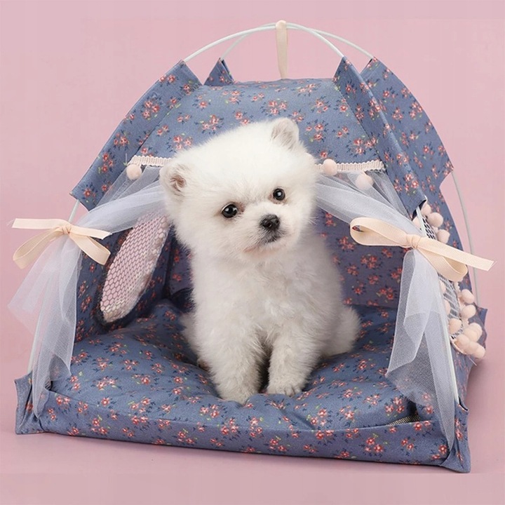 Legowisko Dla Psa Kota Namiot Łóżko Domek Składany 48 cm Szary