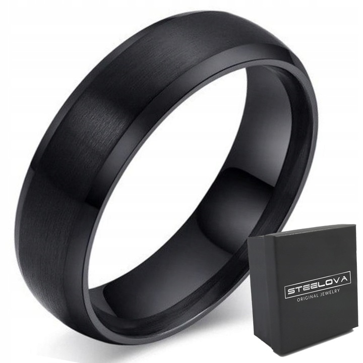 CZARNA FAZOWANA OBRĄCZKA, STAL CHIRURGICZNA r.30