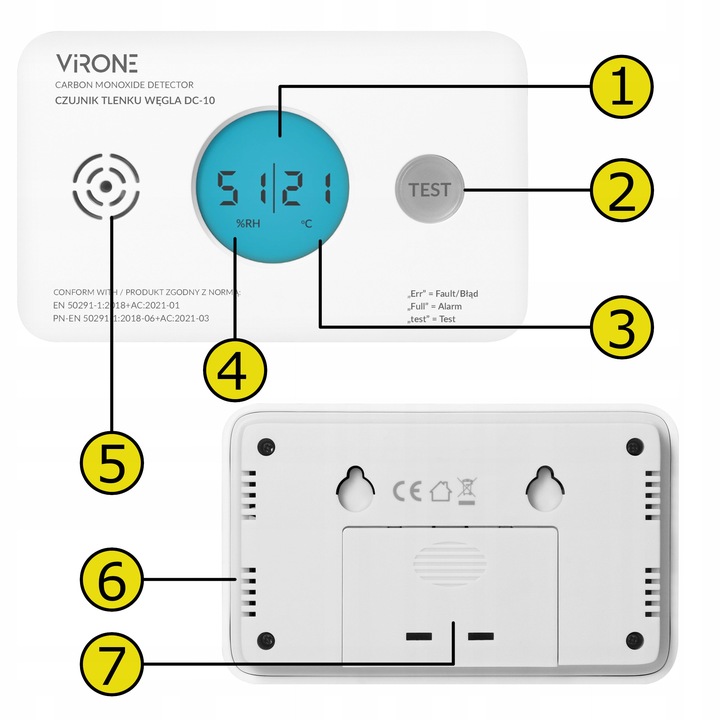 CZUJNIK CZADU TLENKU WĘGLA CZUJKA CO TERMOMETR CERTYFIKOWANY TUV + BATERIE