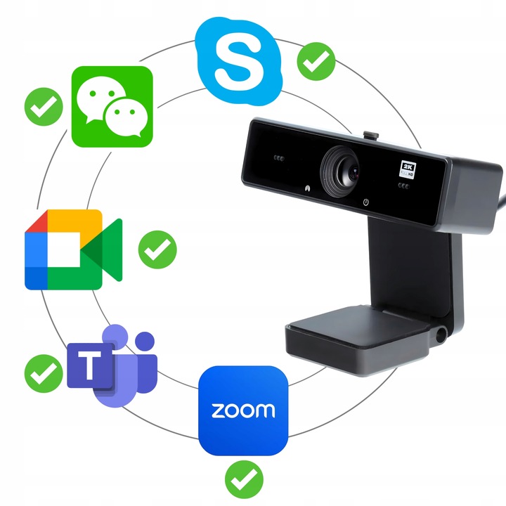 KAMERA INTERNETOWA KAMERKA PRO 2K FULL HD MIKROFONEM WEBCAM USB DO LAPTOPA