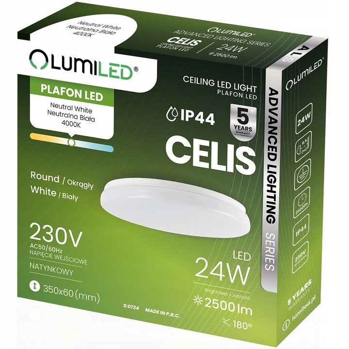 LAMPA DO ŁAZIENKI PLAFON ŁAZIENKOWY LED 24W IP44 PANEL SUFITOWY