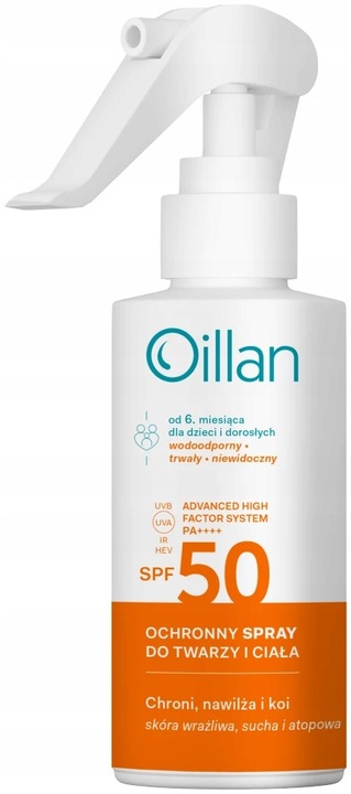 OILLAN Ochronny spray przeciwsłoneczny do twarzy i ciała z filtrem SPF50+