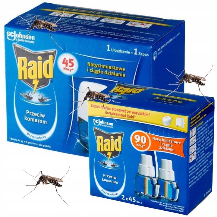 RAID URZĄDZENIE PRZECIW KOMAROM + 3X ZAPAS KOMARY RAID DO KONTAKTU 135