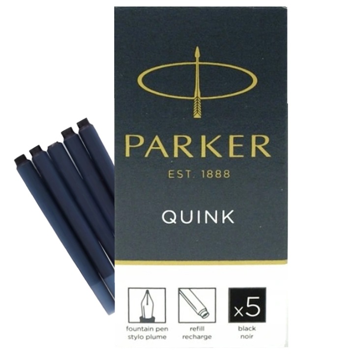 CZARNE NABOJE do PIÓRA atramentowe Nietoksyczne 5 sztuk PARKER DOBRA JAKOŚĆ