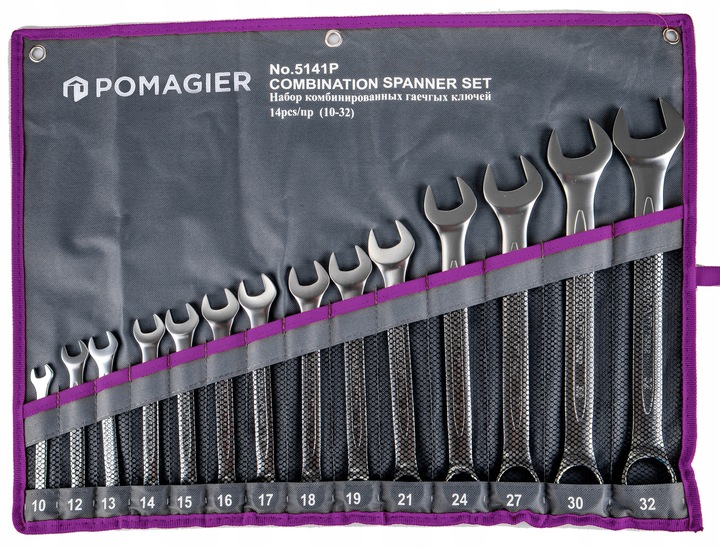 ZESTAW KLUCZY PŁASKO-OCZKOWYCH 14 ELEMENTÓW 10-32 MM NA PŁACHCIE