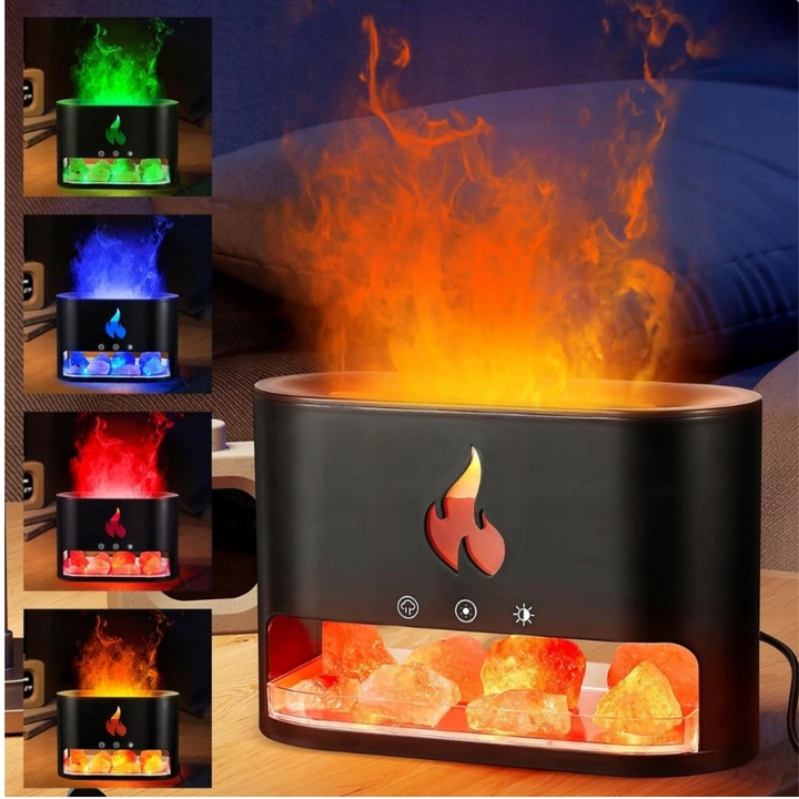 NAWILŻACZ POWIETRZA DYFUZOR KOMINEK LAMPKA NOCNA LED EFEKT PŁOMIENIA +