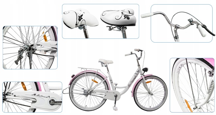 ROWER MIEJSKI DAMSKI 26" NA KOMUNIĘ RAMA 17" KOŁA 26" BAGAŻNIK OŚWIETLENIE