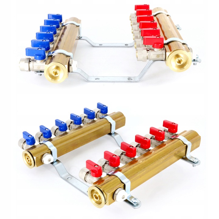 Rozdzielacz C.O. 6 obwodów zaworki PEX odpowietrzniki DO GRZEJNIKÓW