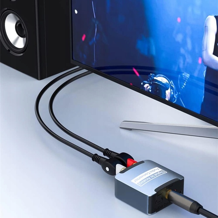 KONWERTER PRZEJŚCIÓWKA DAC ADAPTER OPTYCZNY COAXIAL TOSLINK DO 2x RCA
