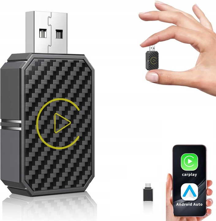 BEZPRZEWODOWY ADAPTER ANDROID AUTO CARPLAY 2 W 1 PLUG AND PLAY MINI
