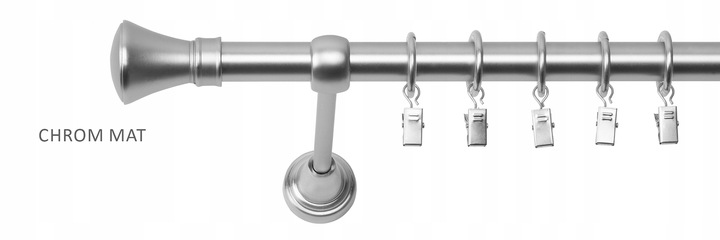 KARNISZ POJEDYNCZY 200 CM 19 MM CICHE KÓŁKA 3 KOLORY WYBÓR ZAKOŃCZEŃ