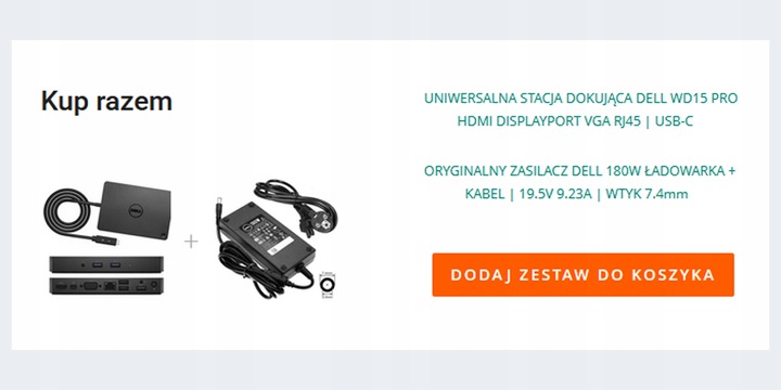 UNIWERSALNA STACJA DOKUJĄCA DELL WD15 K17A HDMI DP VGA USB RJ-45 | USB-C