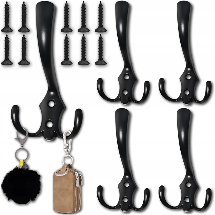 5 x Wieszak Meblowy na Ubrania Ścienny 15 Haczyków