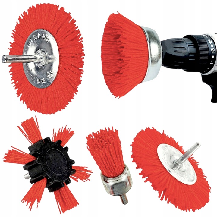 Szczotki druciane nylonowe do wkrętarki wiertarki do drewna zestaw 5