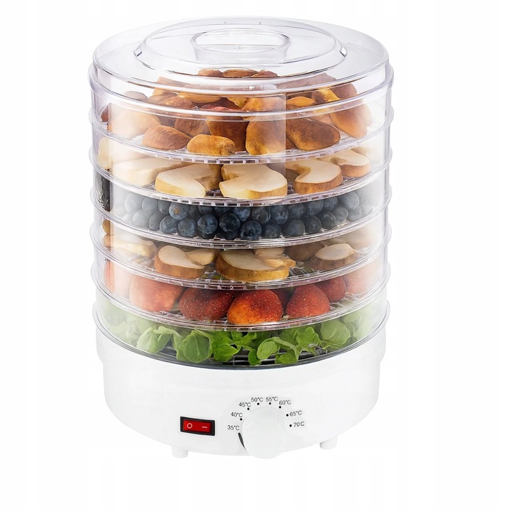 SUSZARKA SPOŻYWCZA DO GRZYBÓW OWOCÓW WARZYW REGULACJA 5 POZIOMÓW 500W