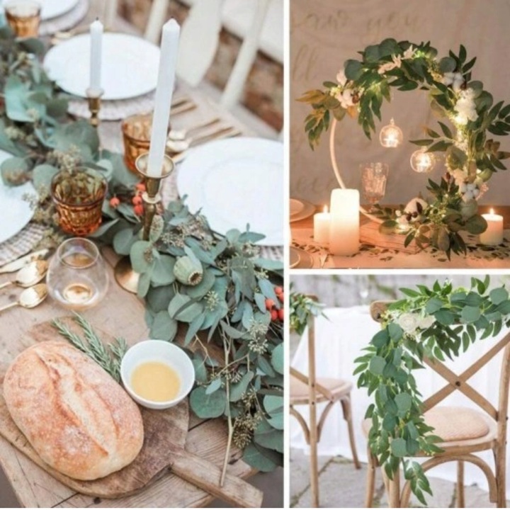 Girlanda Eukaliptus Bluszcz Sztuczne Zielone Listki Komunia Wesele 2 Metry