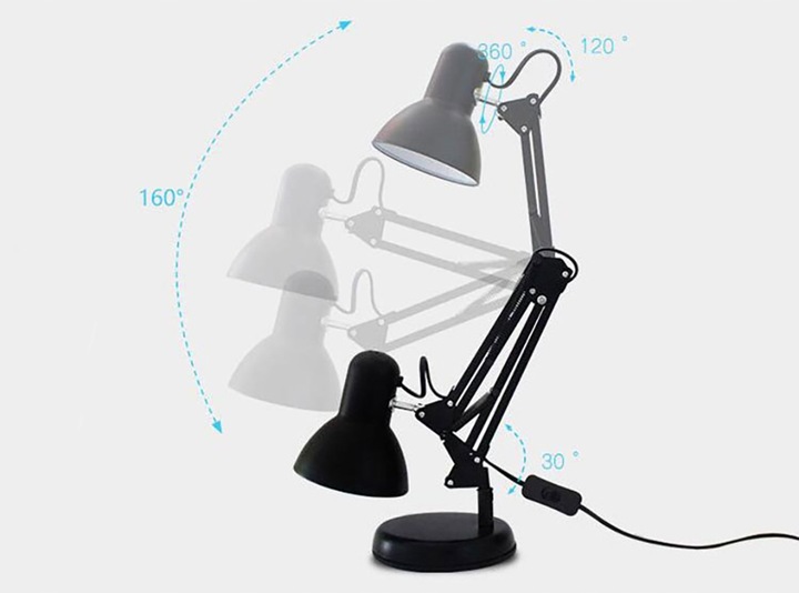 LAMPKA LED na E27 BIURKOWA Szkolna Nocna KREŚLARSKA regulowana BIAŁA