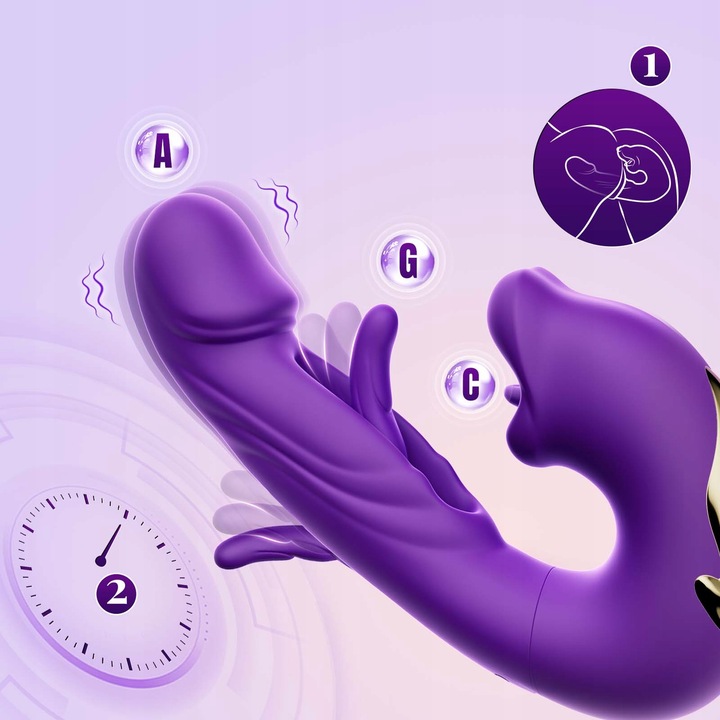 Flapping wibrator wielofunkcyjny fioletowy intensywne orgazmy 7 trybów