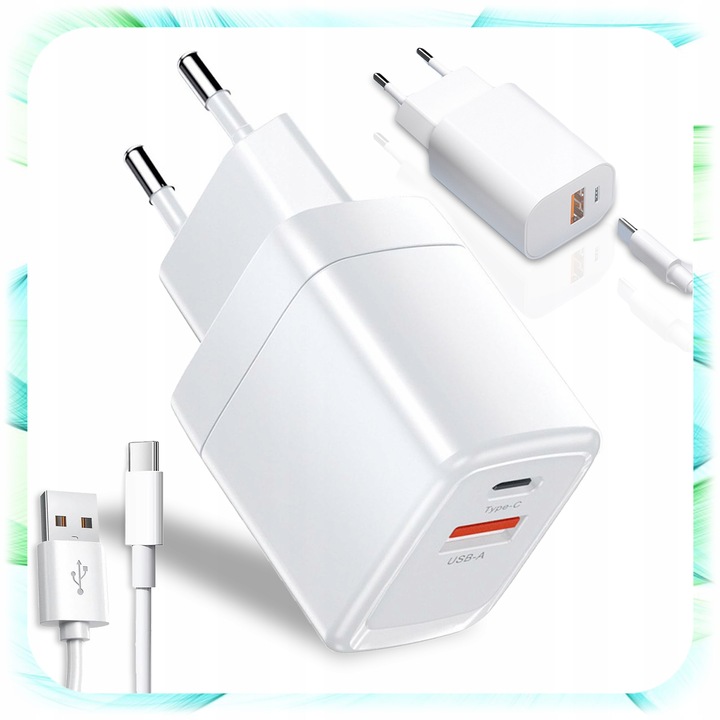 ŁADOWARKA SIECIOWA KOSTKA 2 Wejścia USB + TYP-C USB-C do Telefonu 25W biała