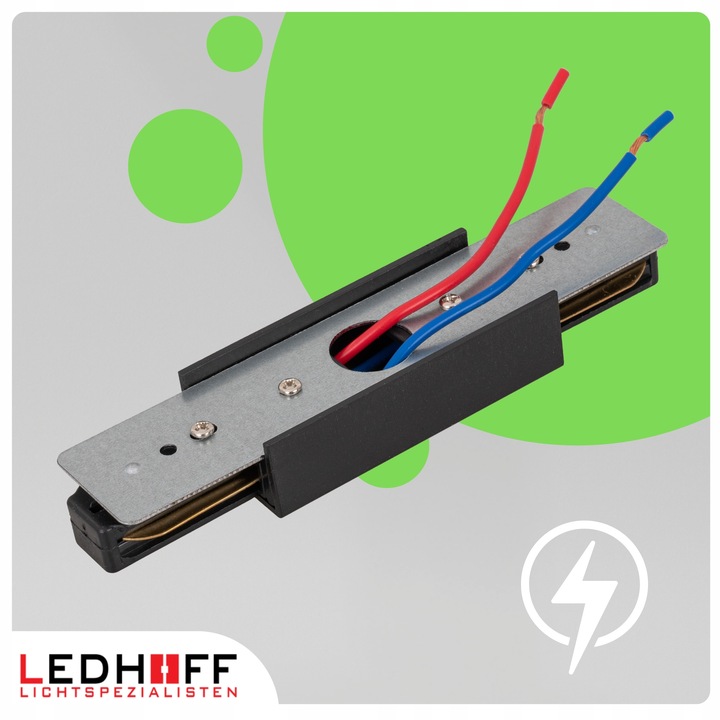 Łącznik z ZASILANIEM prosty do szyn oświetleniowych LED czarny