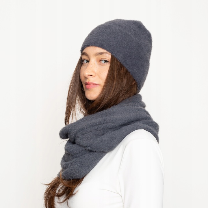 ALPAKA komplet CZAPKA WYWIJANA + KOMIN