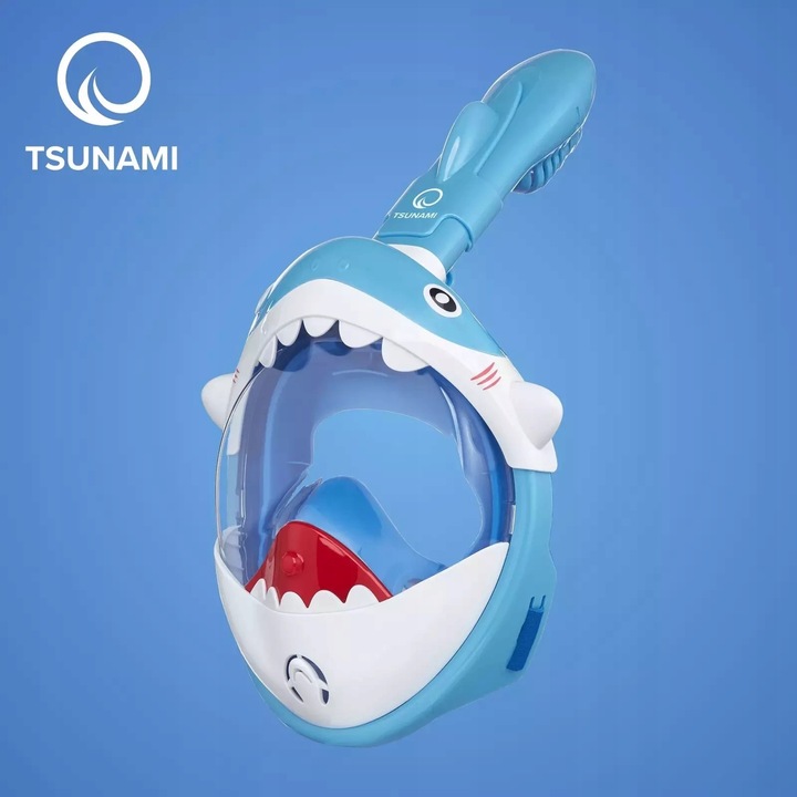 MASKA DO NURKOWANIA Z RURKĄ PEŁNOTWARZOWA PANORAMICZNA DRY TOP SHARK DZIECI