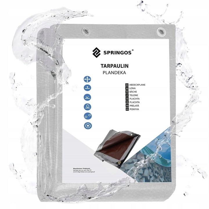 PLANDEKA PLANDEKI 5x8m SREBRNA WZMACNIANA 210G MOCNE OKRYCIE PŁACHTA