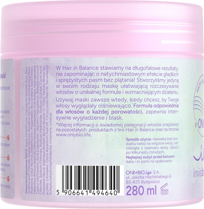 OnlyBio x Invisibobble Hair in Balance Maska wygładzająca z efektem bouncy