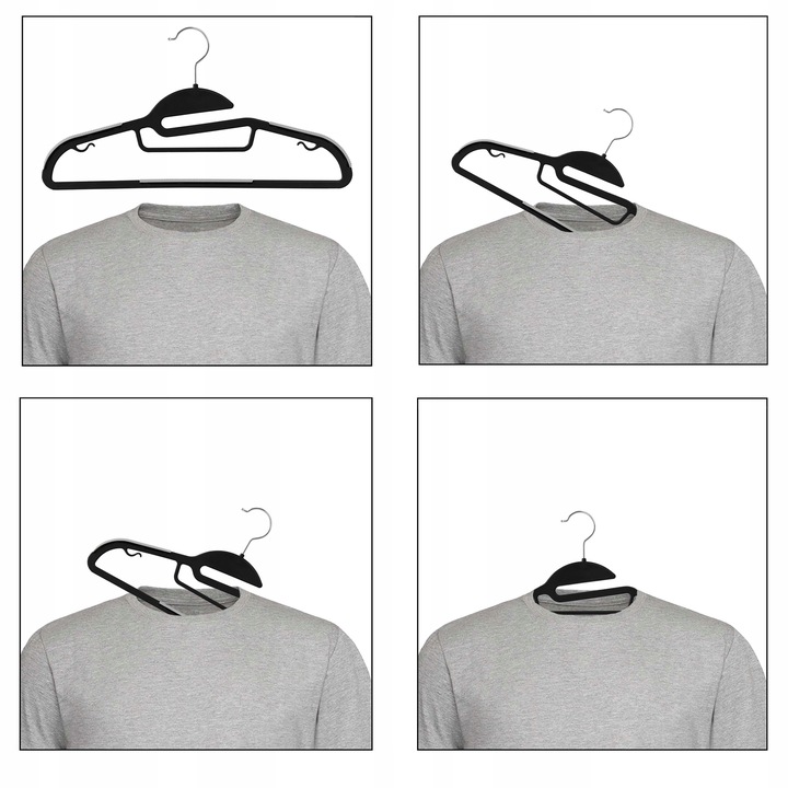 WIESZAK LOFTOWY NA UBRANIA ODZIEŻ WIESZAKI ANTYPOŚLIZGOWE CZARNE MOCNE