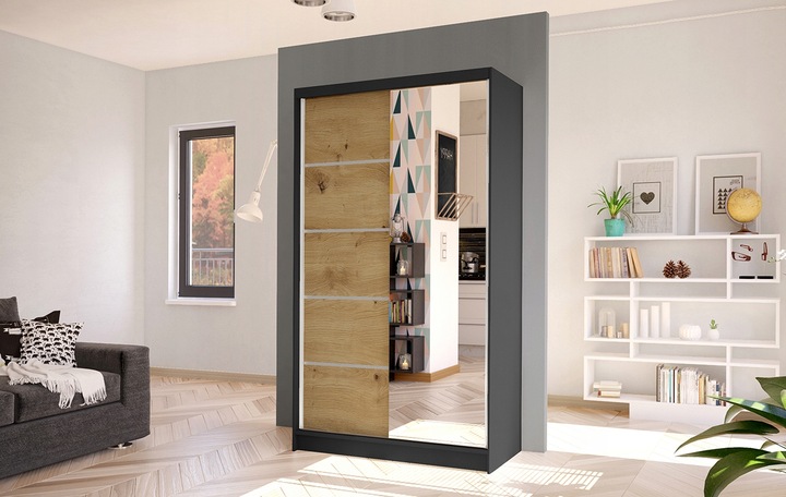 SZAFA PRZESUWNA DIEGO III z lustrem 100cm - pojemna GARDEROBA