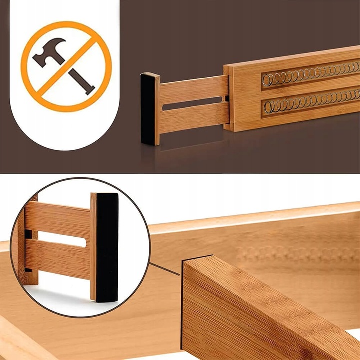 ZESTAW 4 BAMBUSOWYCH PRZEGRÓD DO SZUFLADY Organizer Separator 32 -