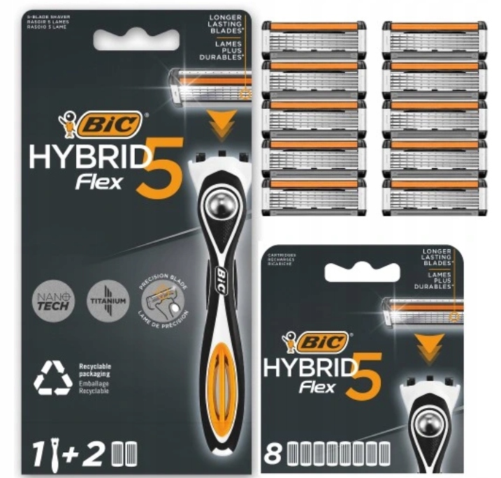 BIC HYBRID 5 FLEX MASZYNKA DO GOLENIA GOLARKA + 10 WKŁADÓW ZESTAW 1+2+8