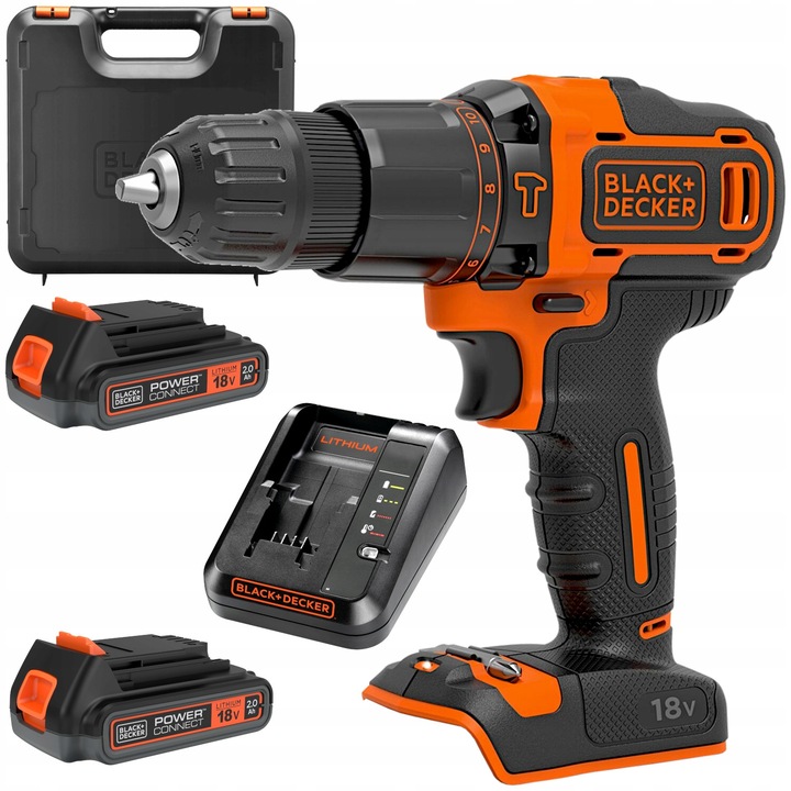 Black Decker Wiertarko wkrętarka udarowa 18V BDCHD18K1B2 2x 2,0Ah 40Nm
