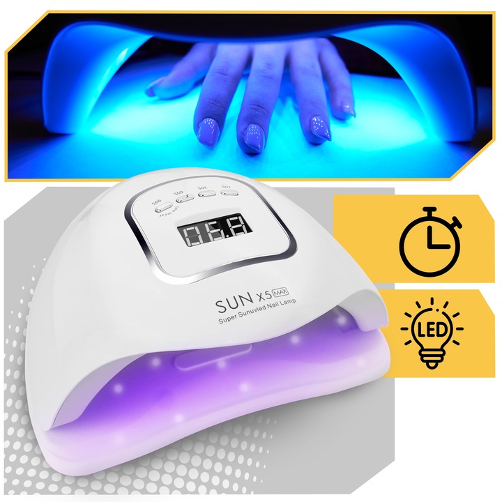 LAMPA DO PAZNOKCI UV LED 80W DO HYBRYD ŻELI MOCNA HYBRYDY SUN X5 MAX
